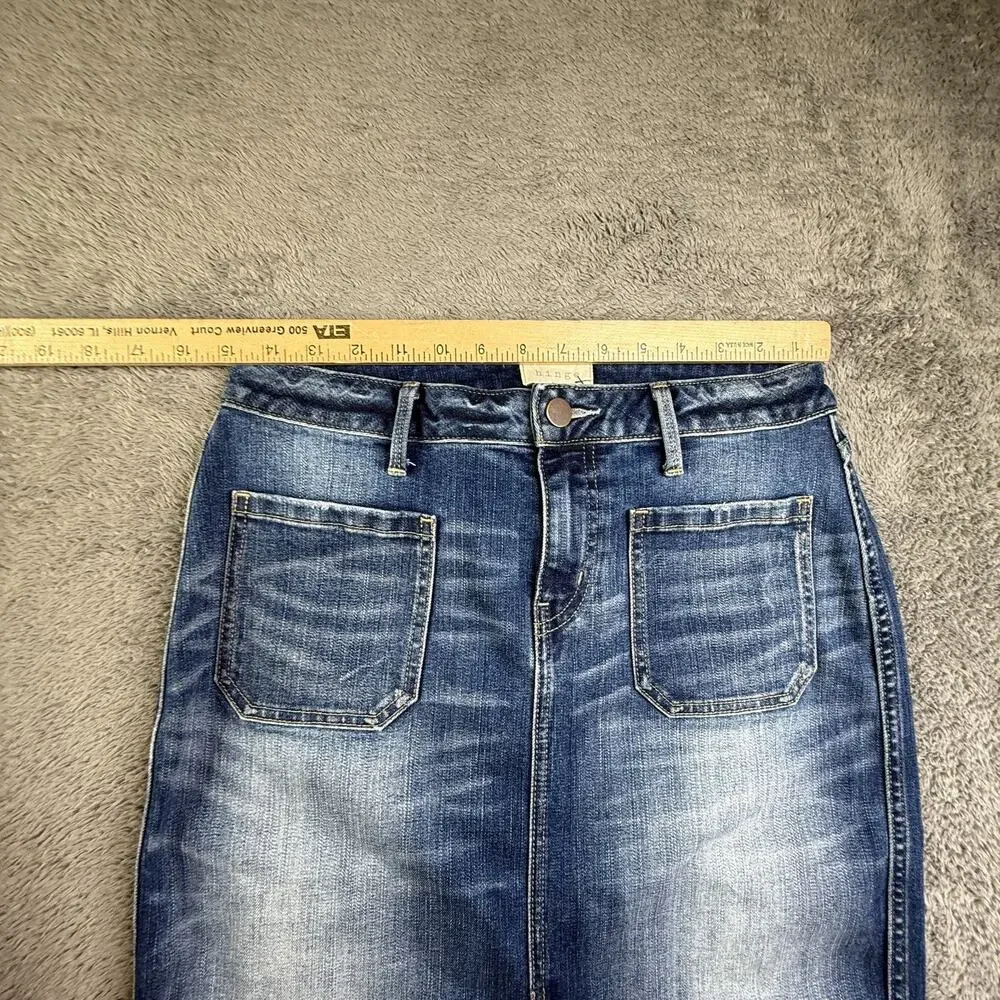 Hinge Denim Pencil Skirt Midi Womens 10 Blue Stone Wash Stretch Cotton - Picture 8 of 8